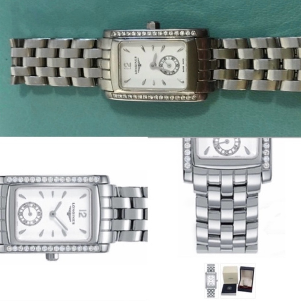 Longines Silver Rectangular Diamond-Bezel Women's… - image 2
